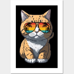 Cool Feline in Shades: Whiskered Purrfection for Cat Miaw Lovers Posters and Art